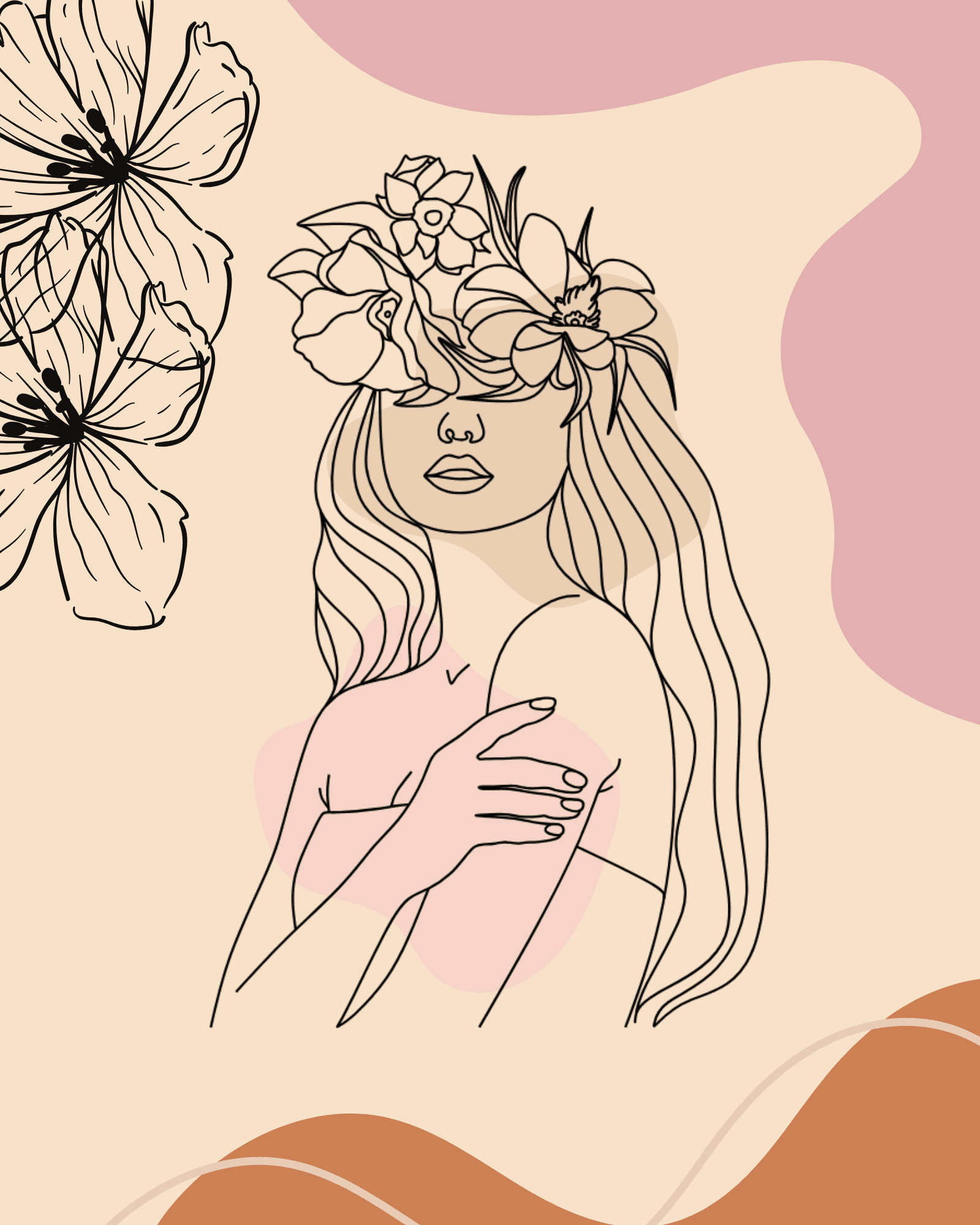 Preview image of Floral Muse Line Art Print - Floral Muse Линейное искусство