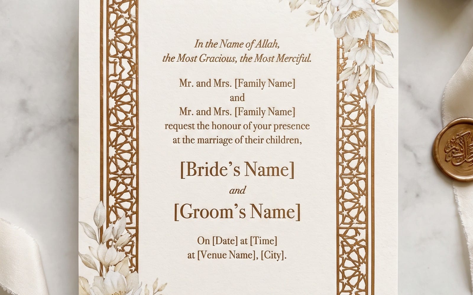 Nikkah Invitation Template, Islamic Wedding Invite, Editable Muslim Wedding Card, Digital Download, Printable Nikah Invitation