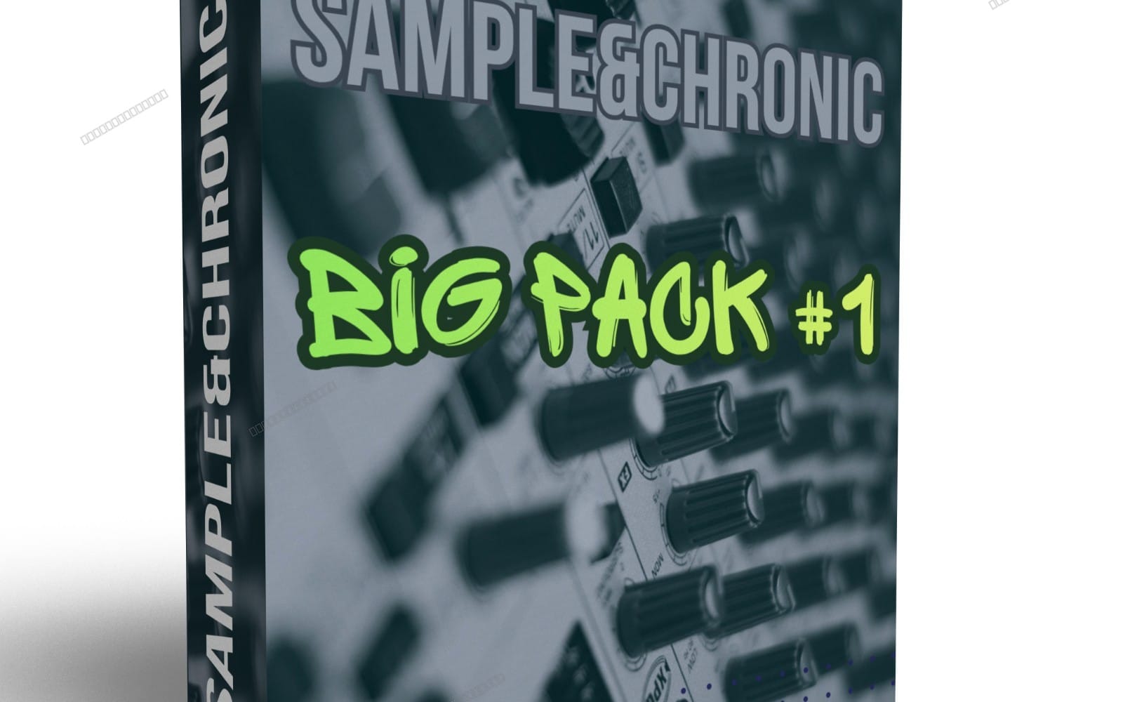Music sample pack cover for loop kits BIG PACK #1 with 1000+ WAV files, featuring synthesizer graphic text