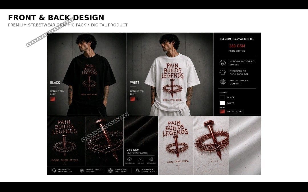 Pain Builds Legends – Streetwear Graphic Pack