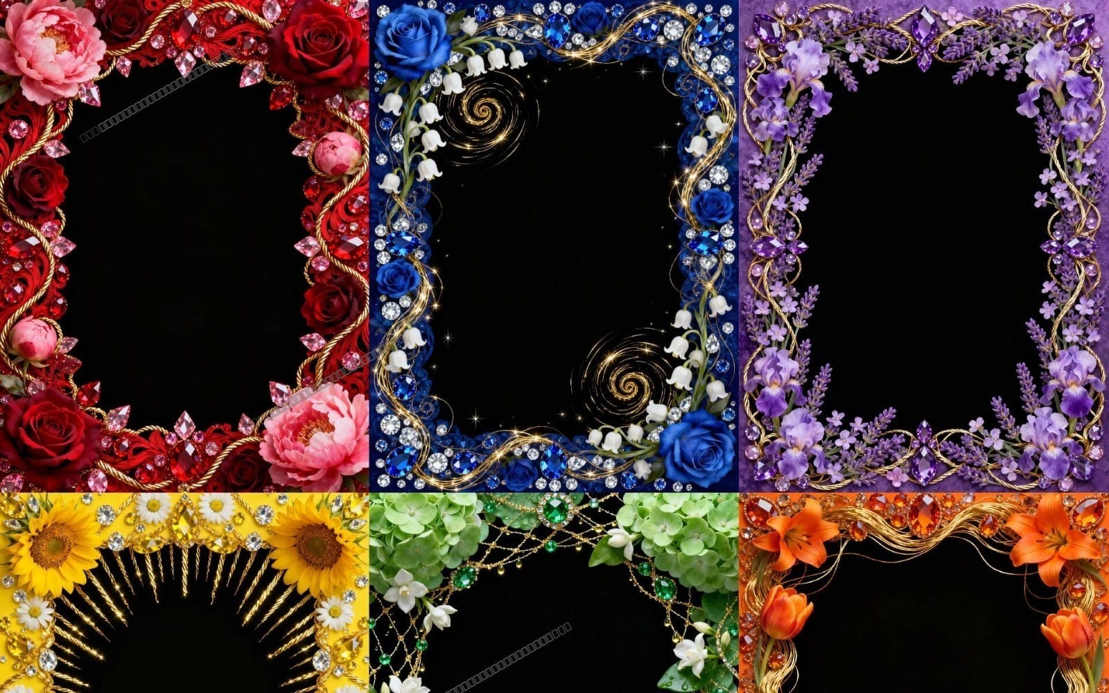 Luxury Floral Border Frames PNG Bundle