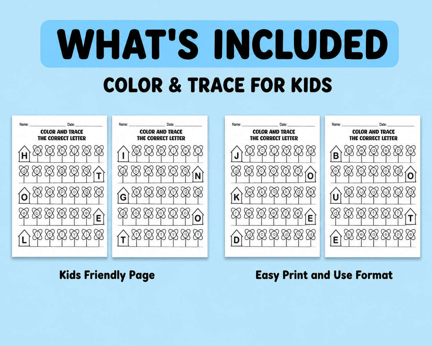 Preview image of Color and Trace the Correct Letter | Alphabet Recognition & Tracing Worksheets