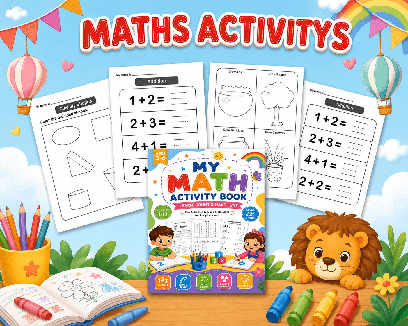 Preview image of Kindergarten Math Number of the Day Worksheets. Addition, Ten Frame.