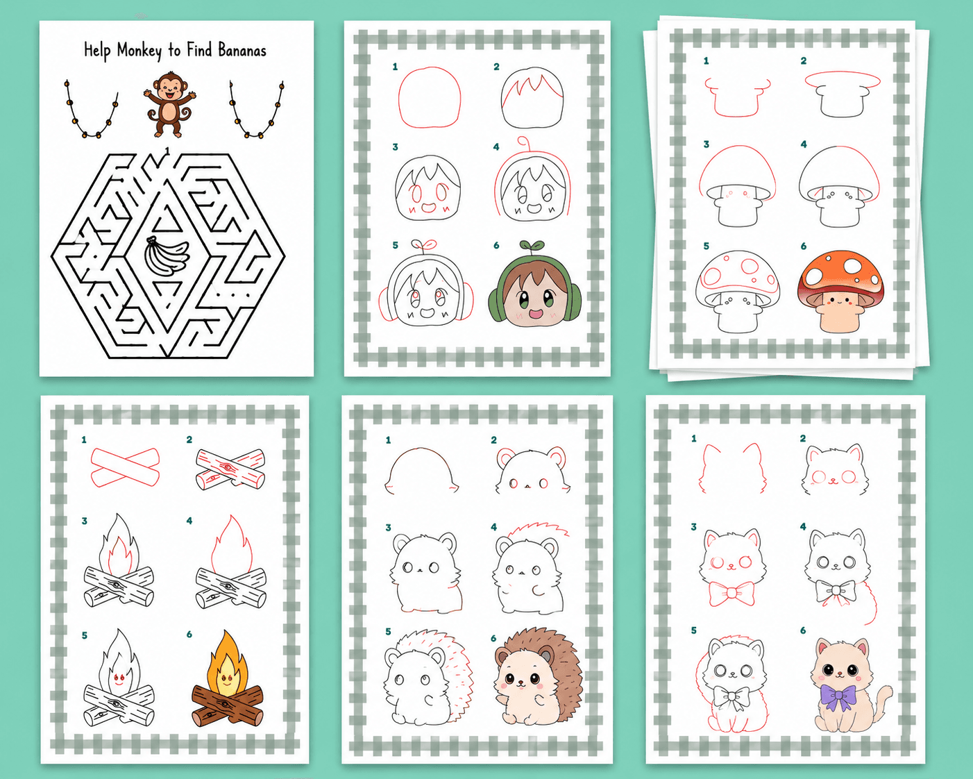 Preview image of Learn How to Draw Chibi Kawaii Character for Kids. worksheets activity