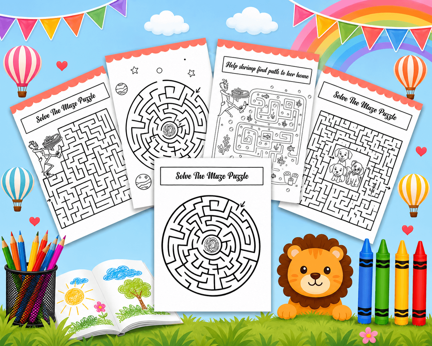 Preview image of Fun & Challenging Maze Activities for Kids. Problem Solving, Printable Puzzles.