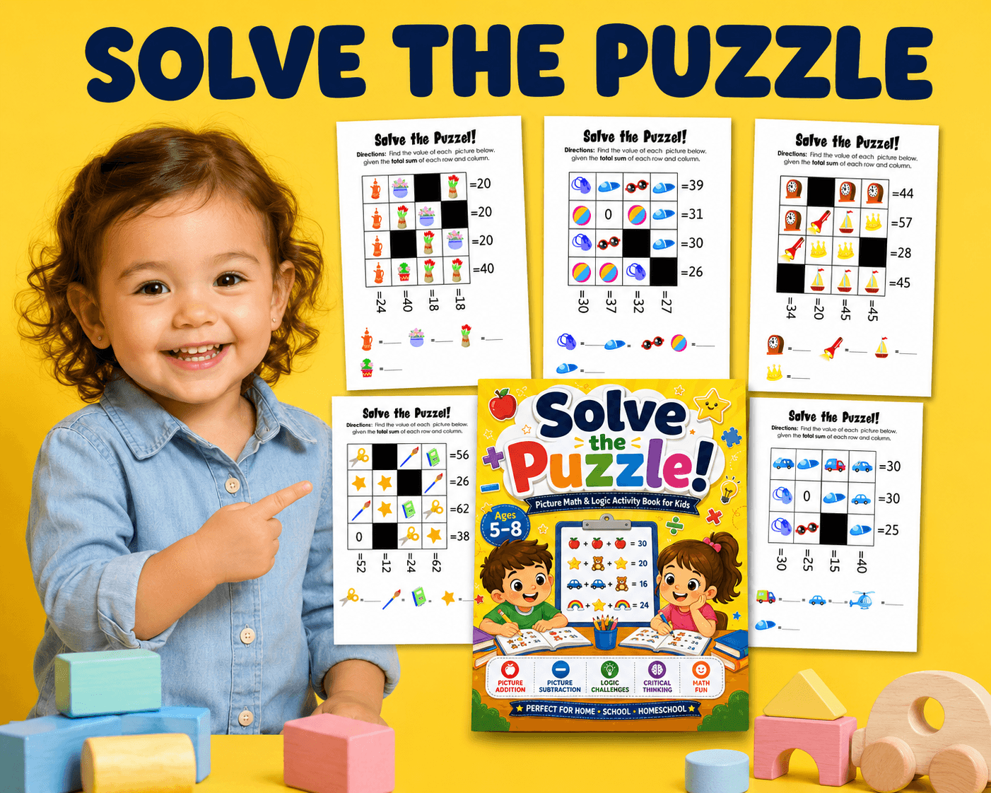 Preview image of Picture Sum Logic Puzzles | Найдите пропущенные значения: Рабочие листы