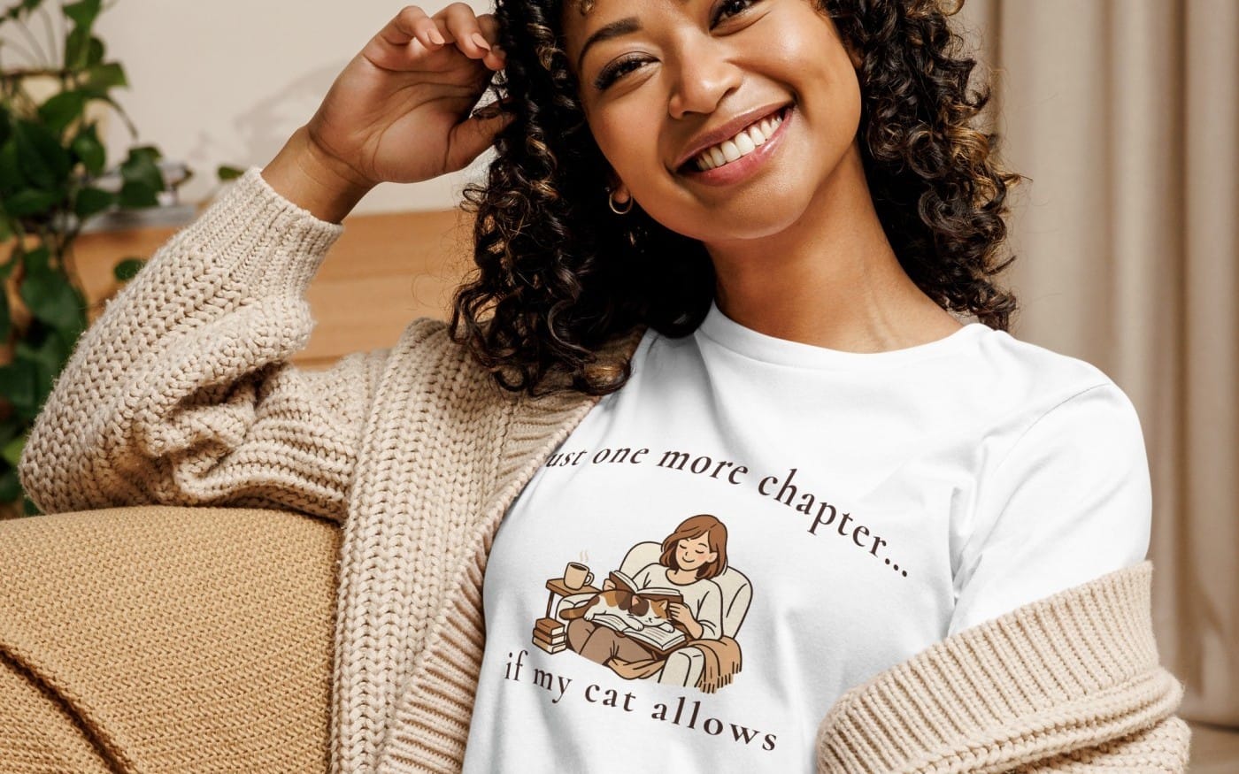 Just One More Chapter If My Cat Allows | Cozy Cat Mom Lifestyle T-Shirt Design | SVG & PNG