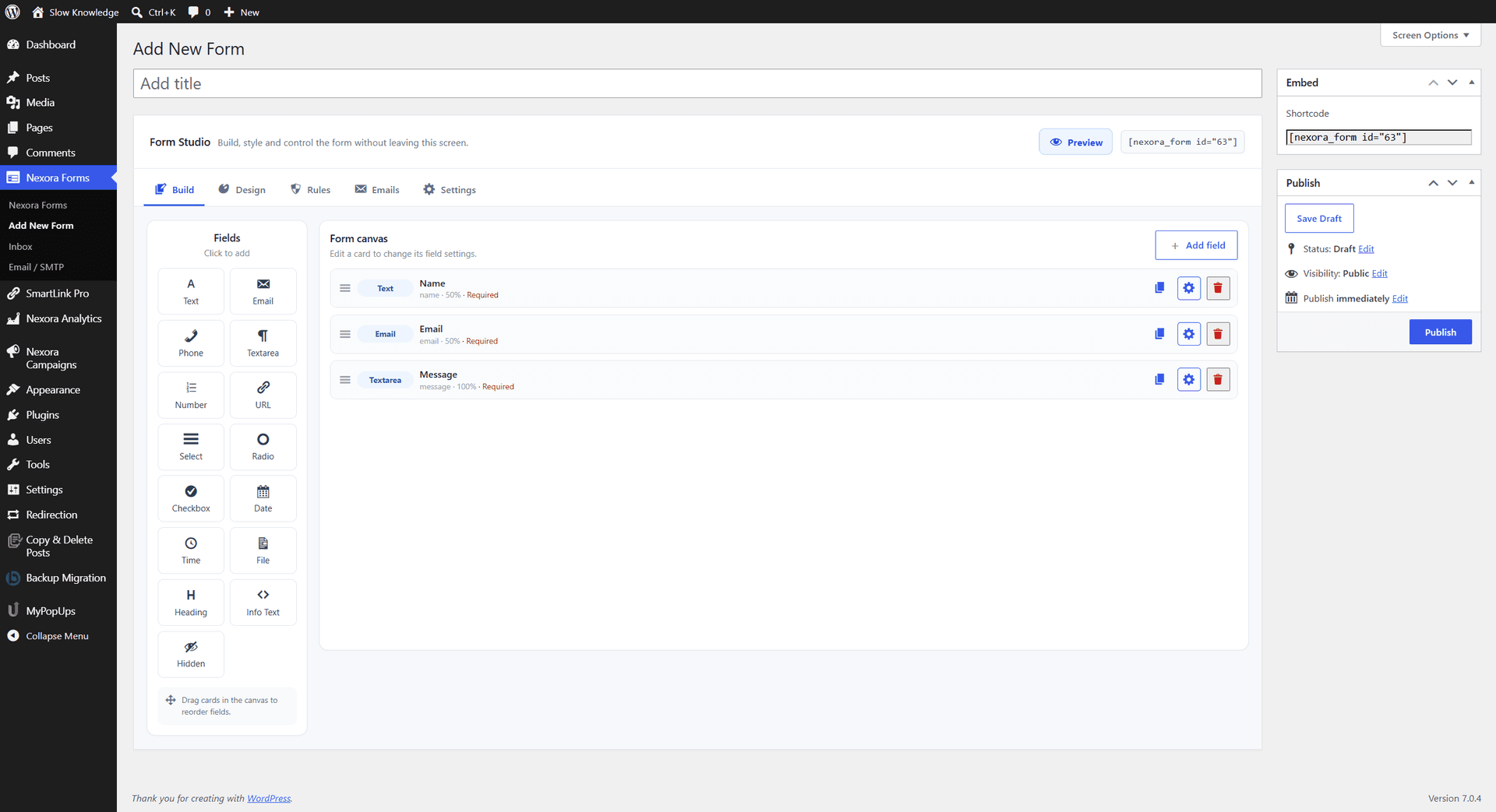 Preview image of Nexora Forms Pro – Advanced WordPress Form Builder, Inbox & Submission Rules