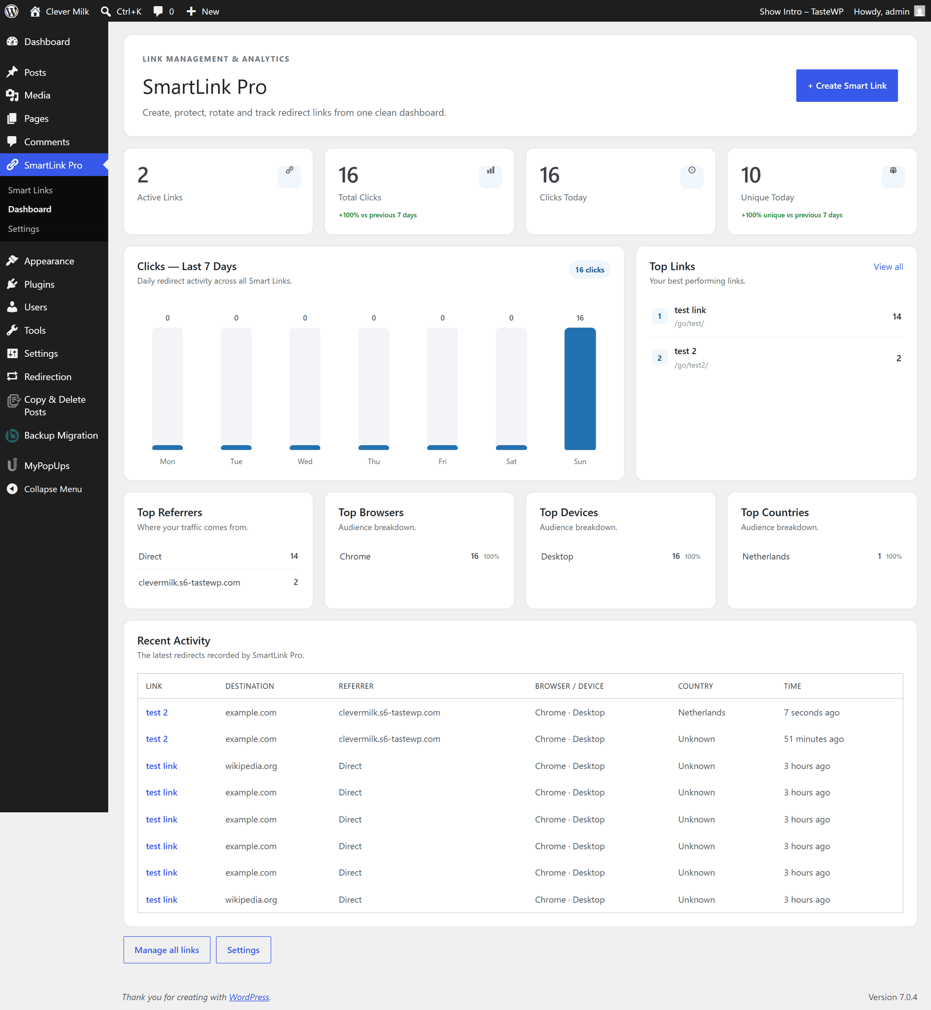 Preview image of SmartLink Pro – WordPress Link Manager & Analytics