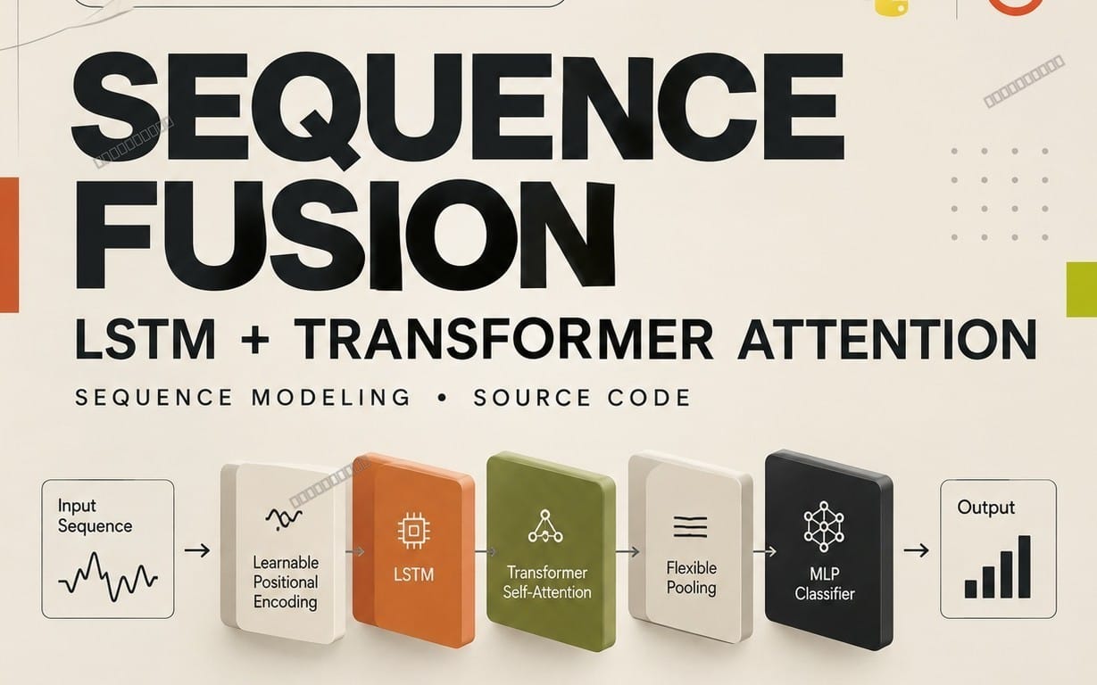 Sequence fusion toolkit cover graphic showing LSTM and transformer attention workflow for PyTorch
