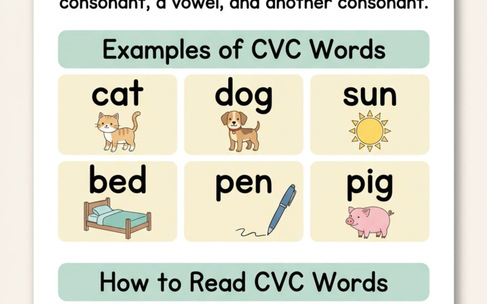Cvc Words - Educational Poster