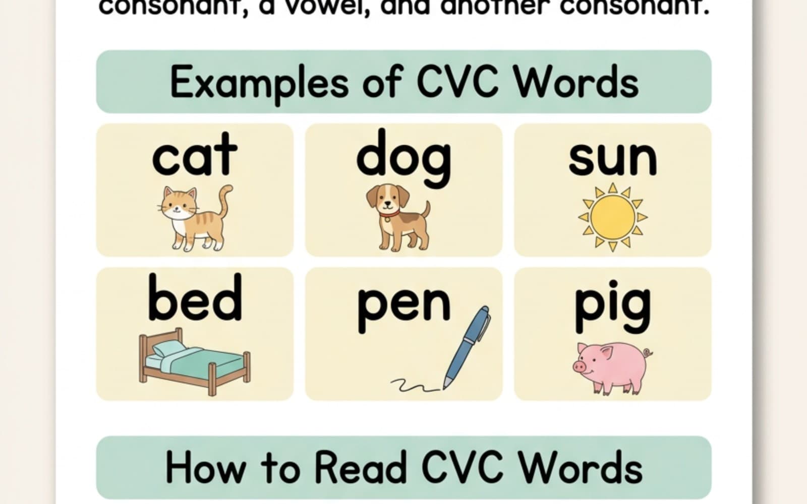 Cvc Words - Educational Poster