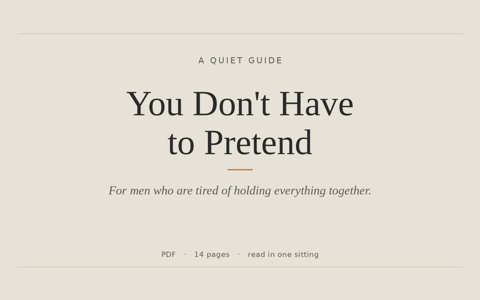 Minimal beige book cover for the PDF guide You Don’t Have to Pretend to Pretend with 14 pages text layout