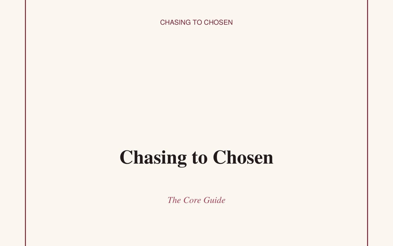 Minimal beige cover for the Chasing to Chosen The Core Guide ebook with title text centered