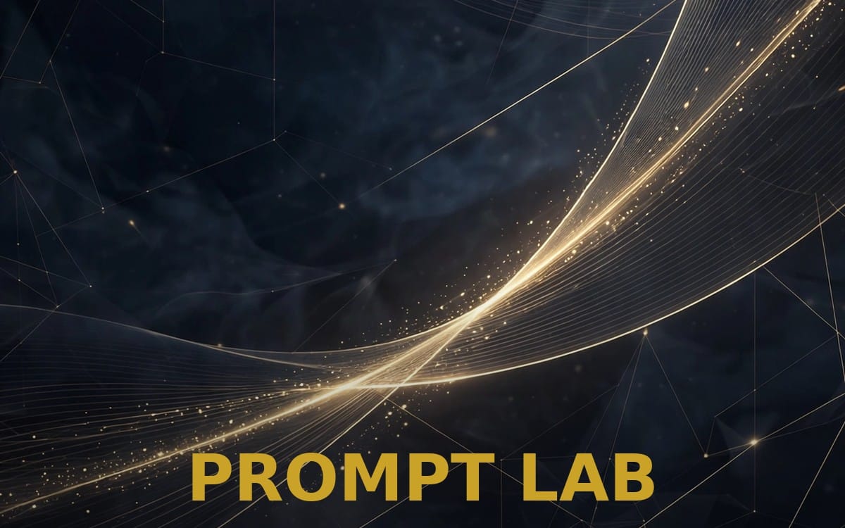 PROMPT LAB digital product banner with dark space background, glowing light trails, and PROMPT LAB title