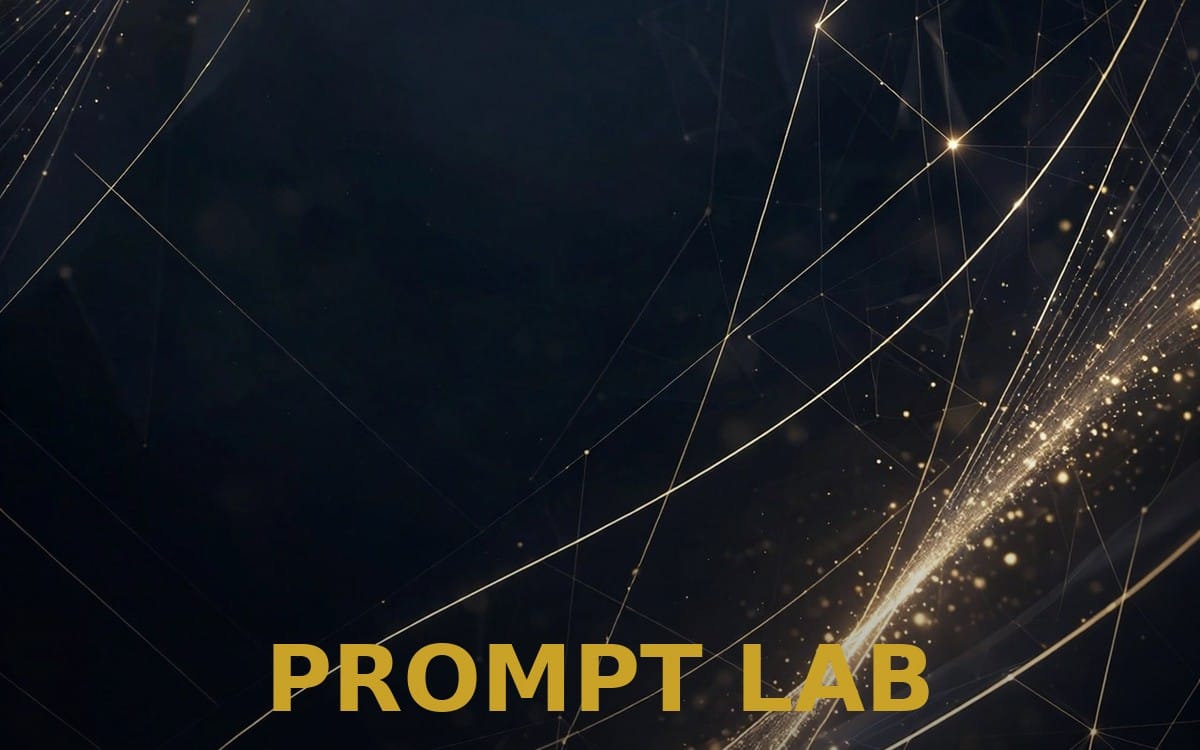 Digital banner for PROMPT LAB featuring glowing network lines over a dark background for solar installer AI prompts