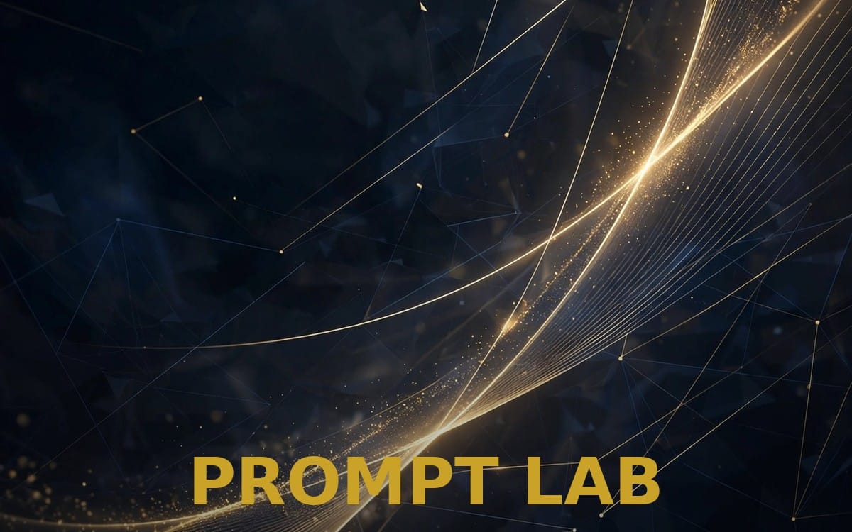 Dark futuristic network graphic with glowing lines and PROPMT LAB text for an AI prompt pack digital product