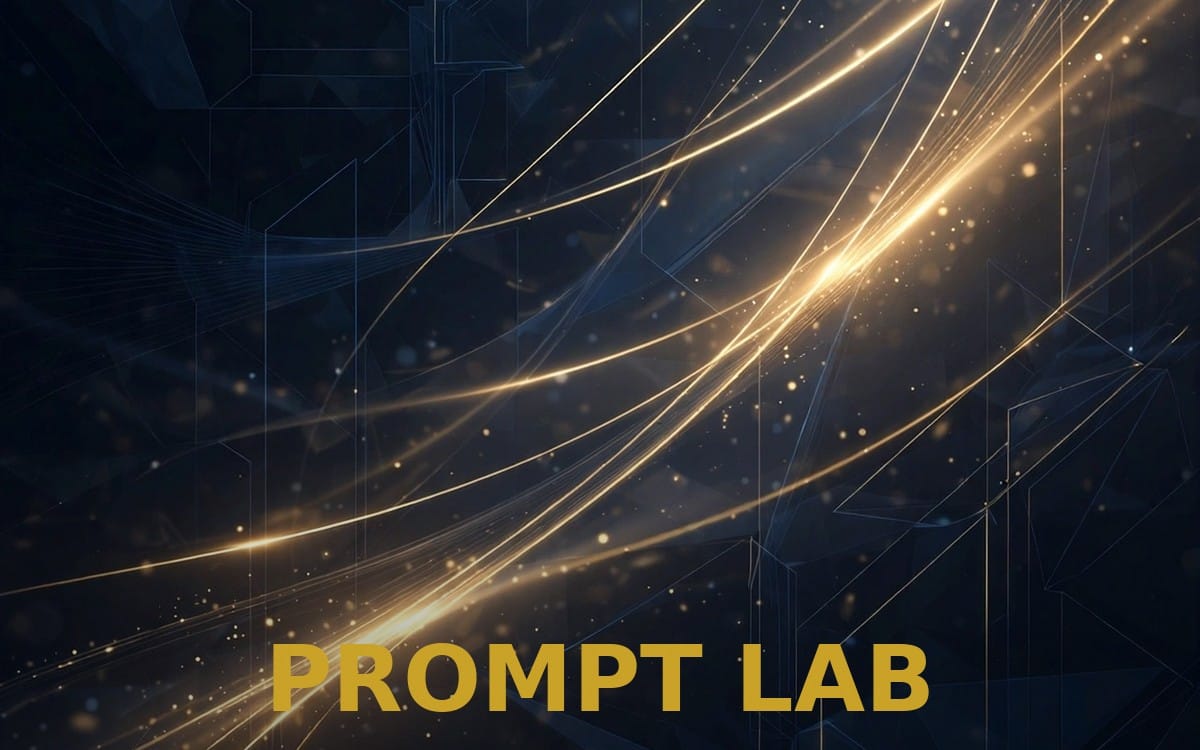 Futuristic dark tech banner reading PROMPT LAB, promoting an AI prompt pack for landscaping and lawn care