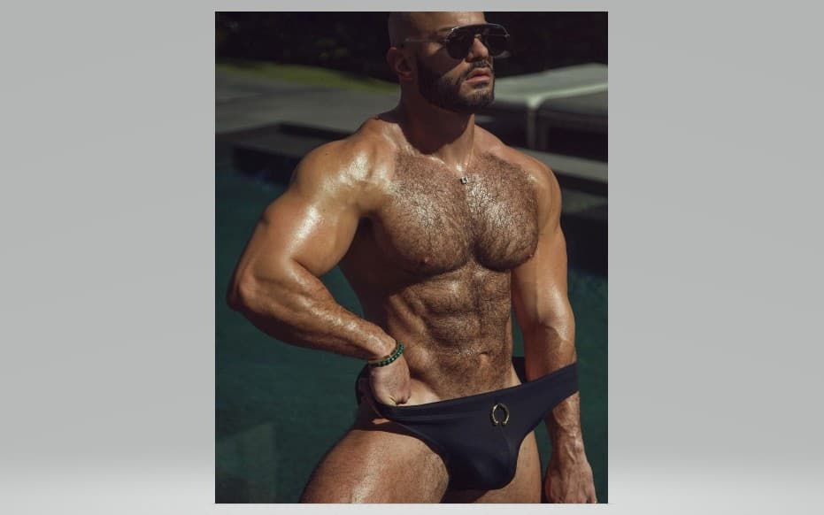 Summer Intensity: Luxury Poolside Male Fitness Digital Portrait