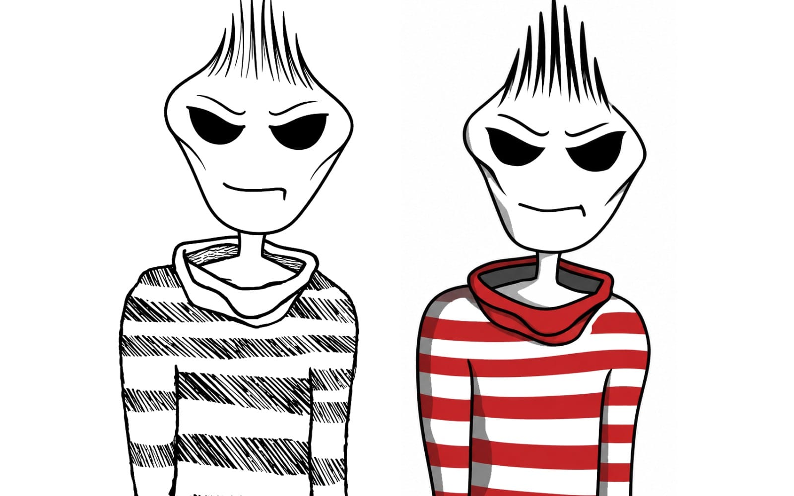 IMANA — Character 77 | Hand-Drawn Black & White Vector Illustration