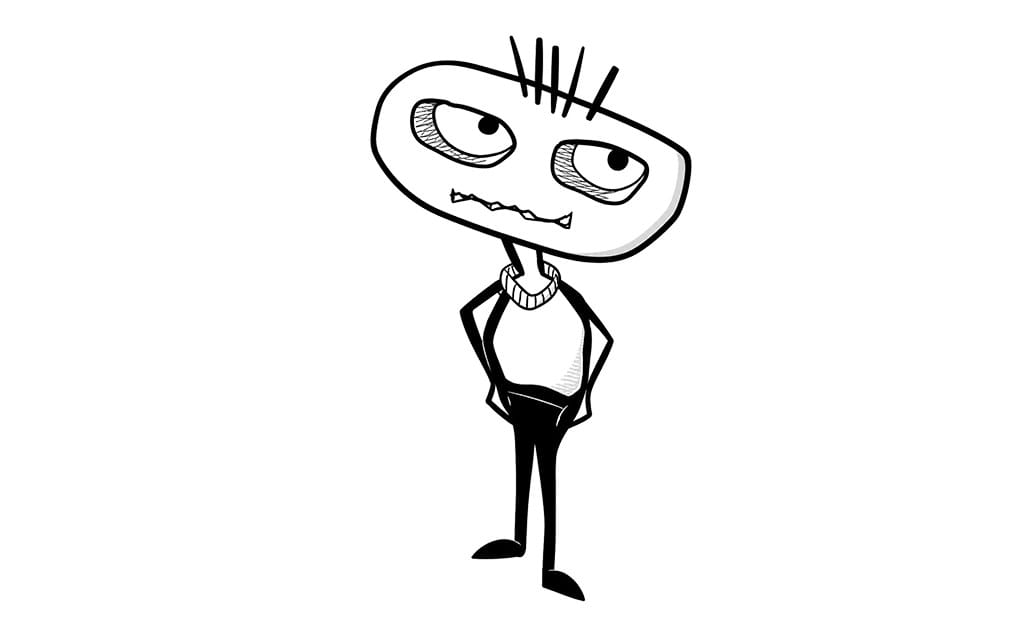 IMANA — Character 120 | Hand-Drawn Black & White Illustration