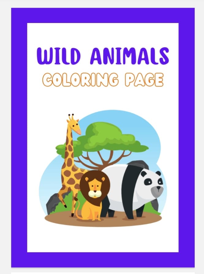 Wild animal colouring book for kids