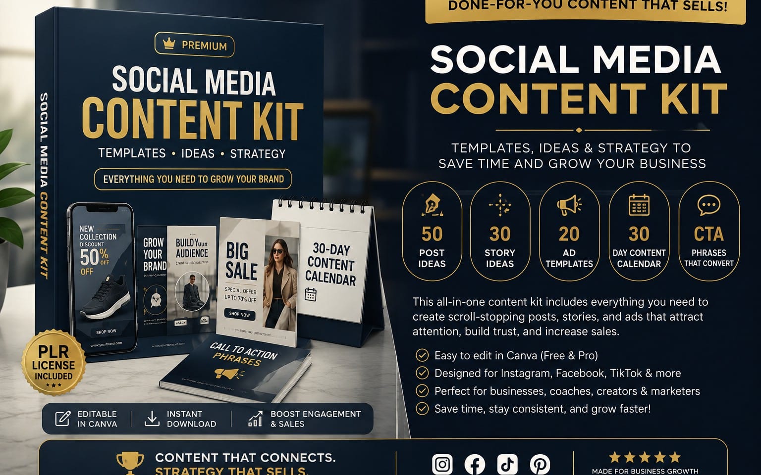 Social Media Content Kit – 30-Day Content & Marketing Bundle