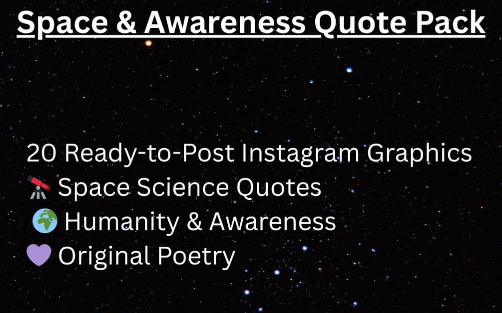 20 Aesthetic Space Quote Posts for Instagram – Emotional & Awareness Content Pack (Ready-to-Use Graphics)