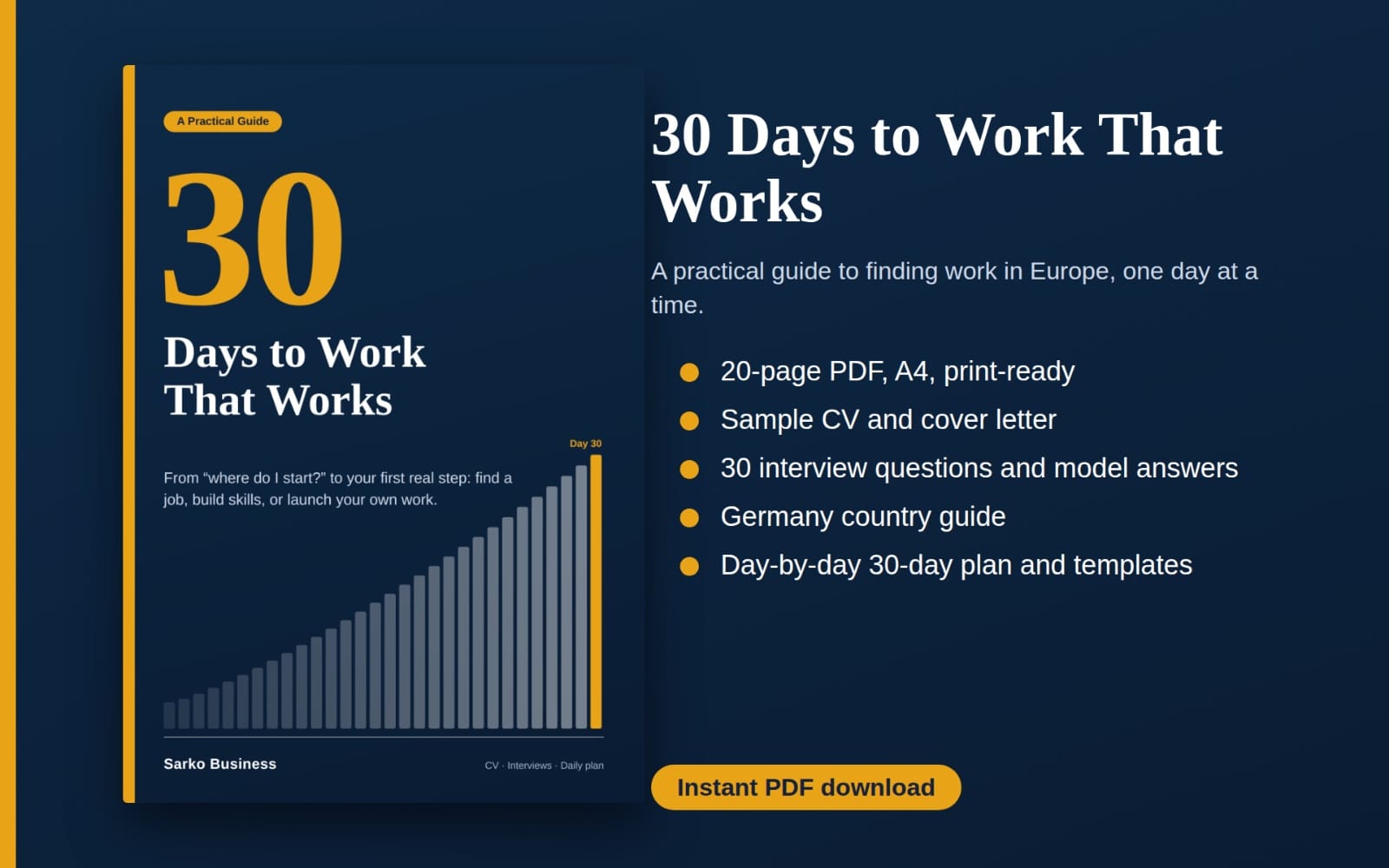 30 Days to Work That Works: practical ebook for finding work in Europe