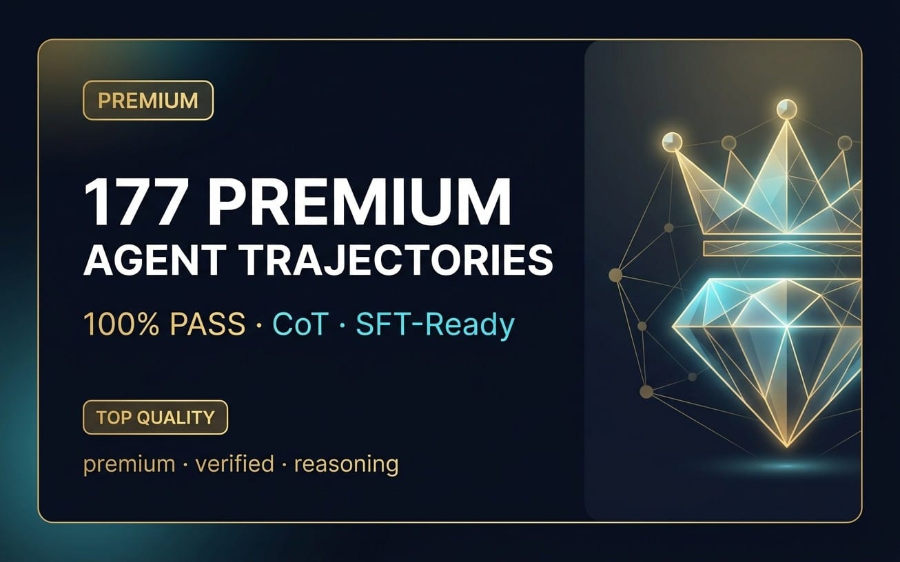 Premium digital download banner reading 177 Premium Agent Trajectories with 3D network diamond graphic