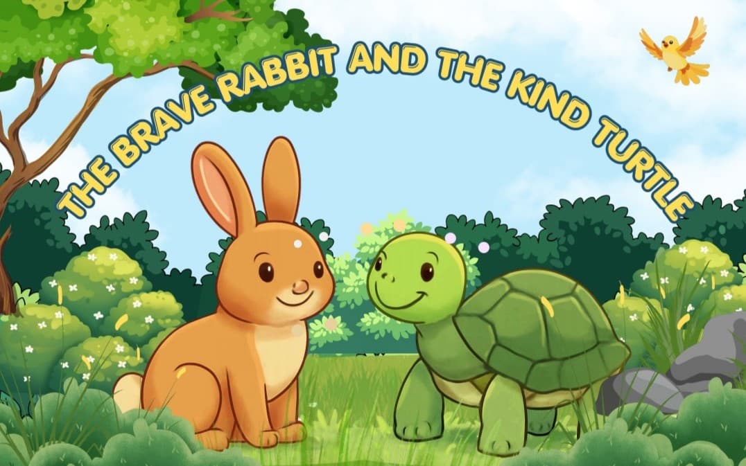 Story books for kids : The brave rabbit and a kind turtle