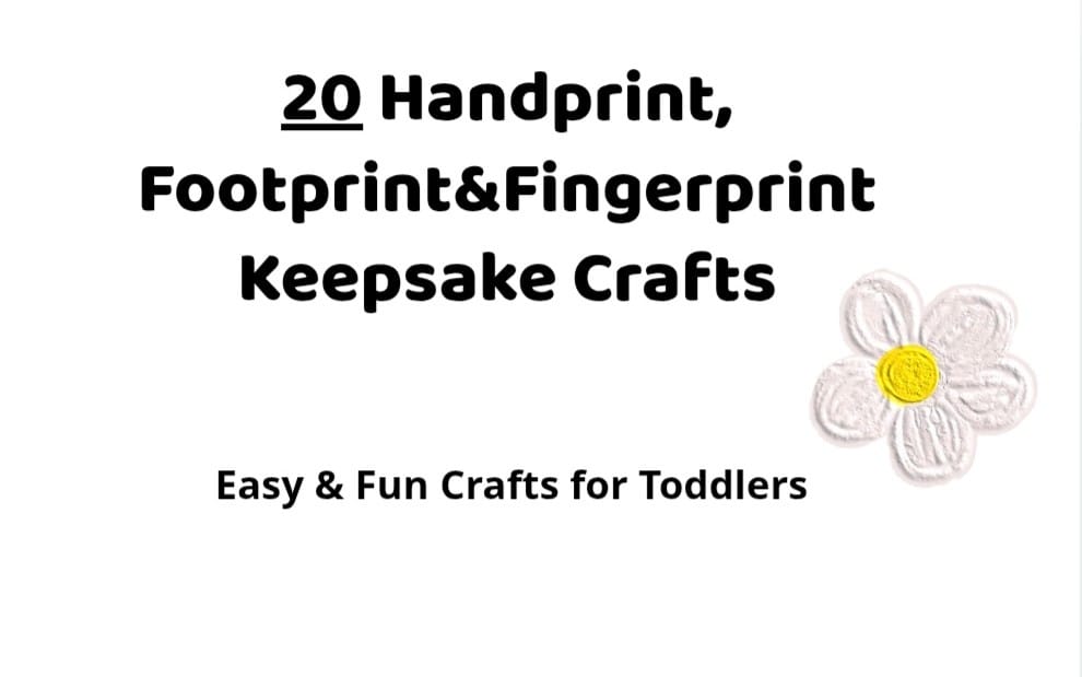Kids fingerprint art for toddlers banner with text and a simple white flower handprint craft graphic