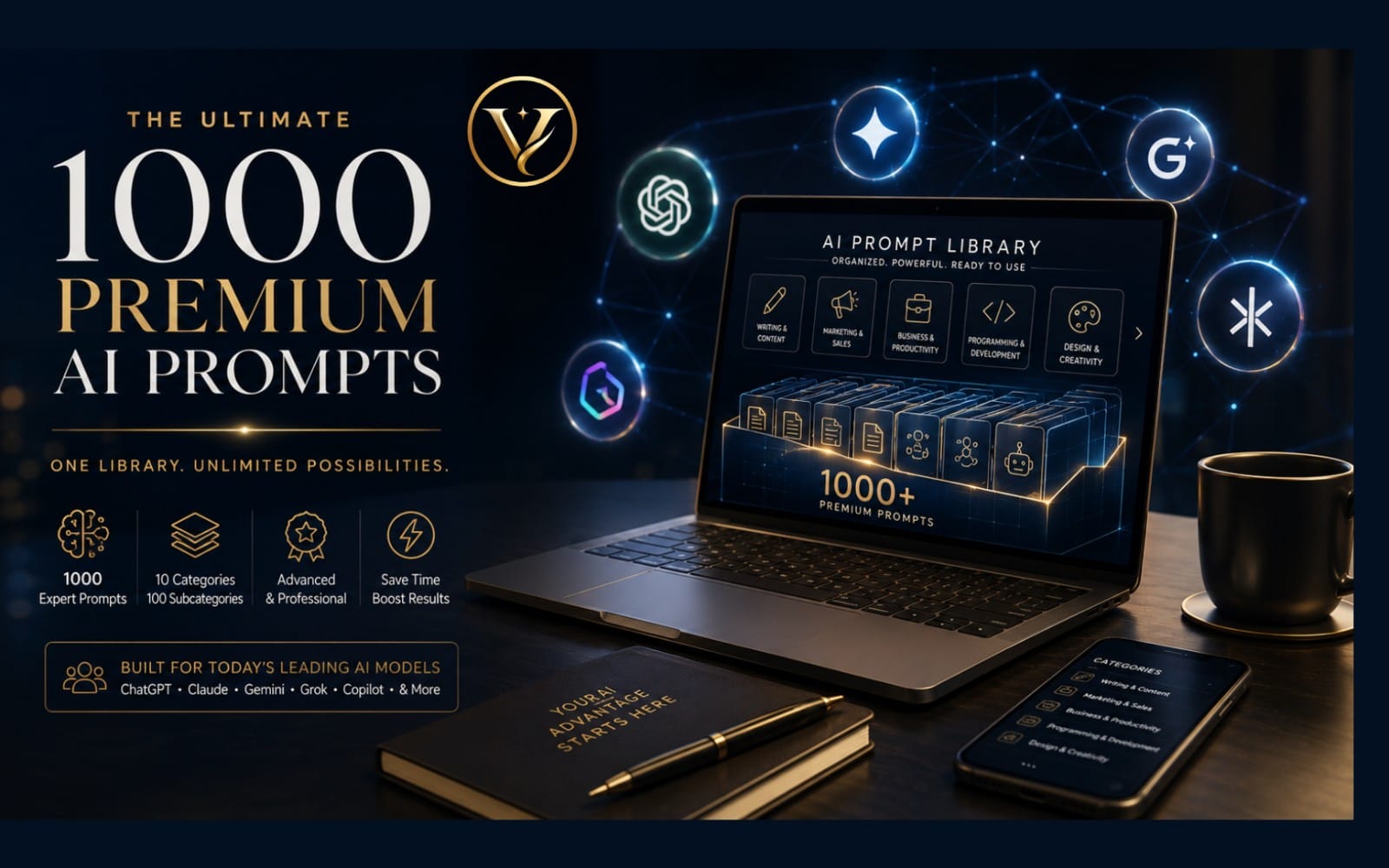 VELUMIZA AI Prompt Library | 1000 Premium AI Prompts for ChatGPT, Claude, Gemini, Grok & Copilot