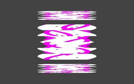 Abstract math art design featuring the Planck constant text in bright magenta and white glitch stripes
