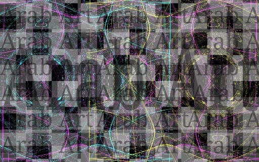 Neon cyberpunk geometric abstract background with glowing grid lines and layered tech pattern design