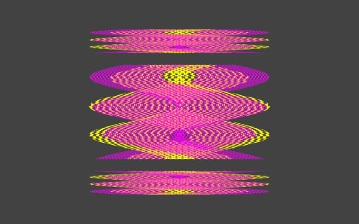 Stylized pi mathematical constant vector graphic with pink and yellow ripple waves on a dark background