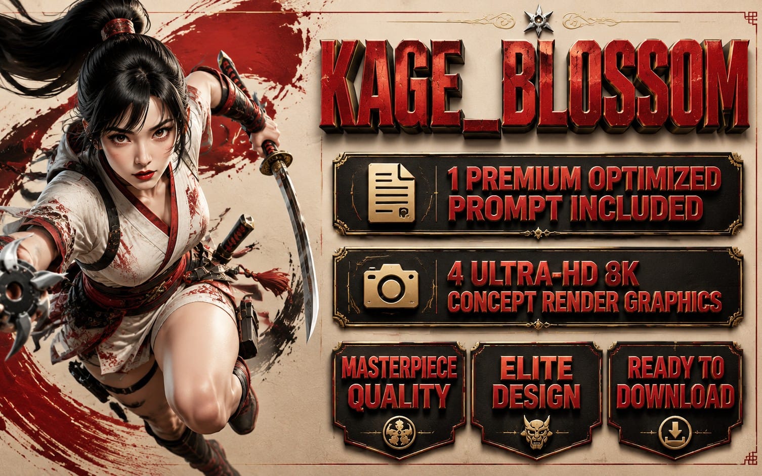 Ultimate Ninja & Fantasy Concept Art Masterpiece Collection - 5D AI Prompt Pack