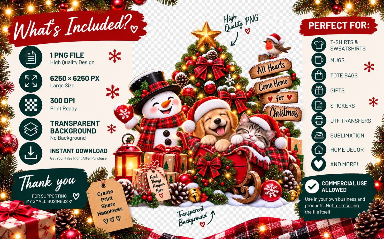 All Hearts Come Home for Christmas PNG | Cute Christmas Sublimation Design