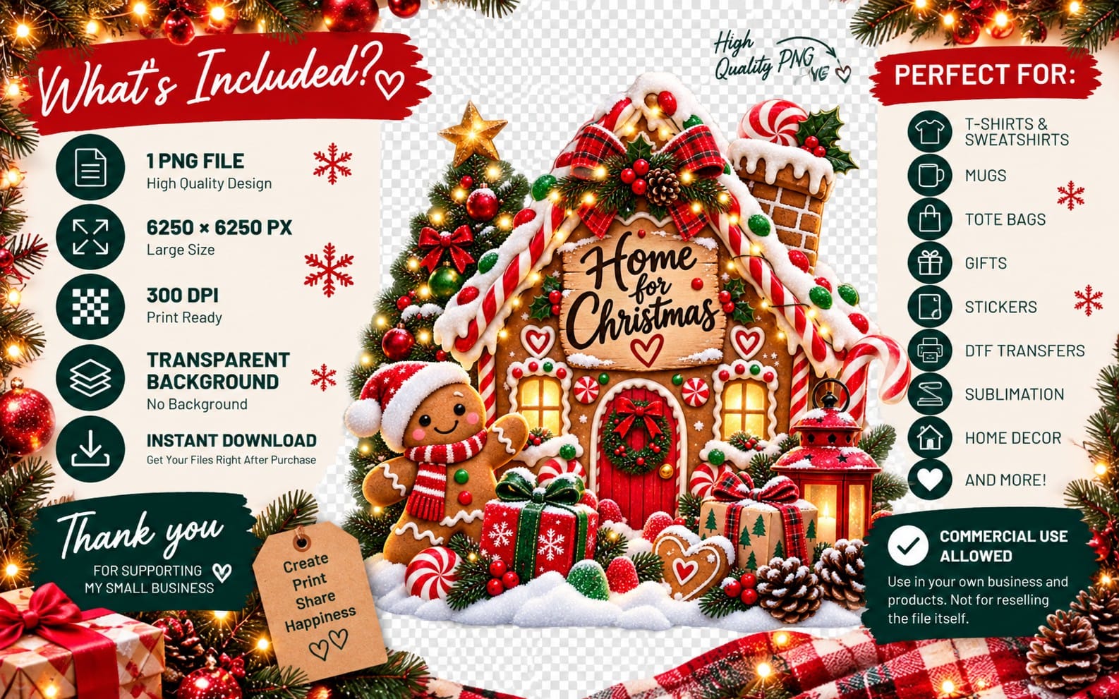 Christmas Gingerbread House PNG | Home for Christmas Sublimation Design