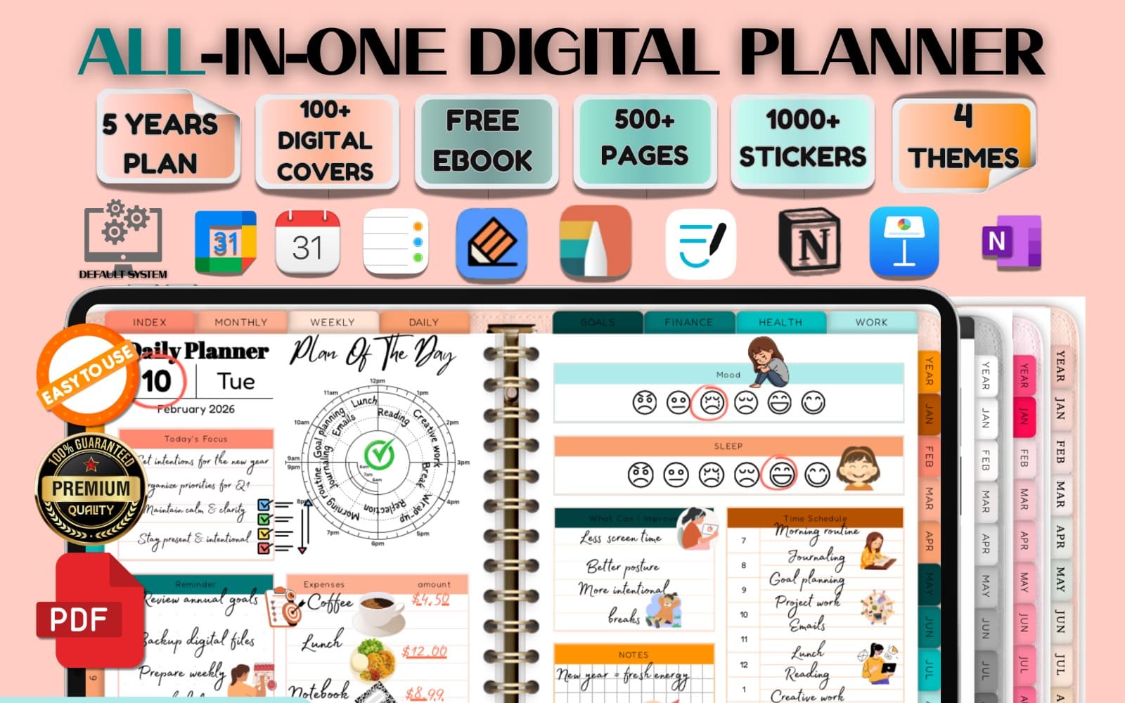 All in one digital planner 2026-2027-2028-2029-2030