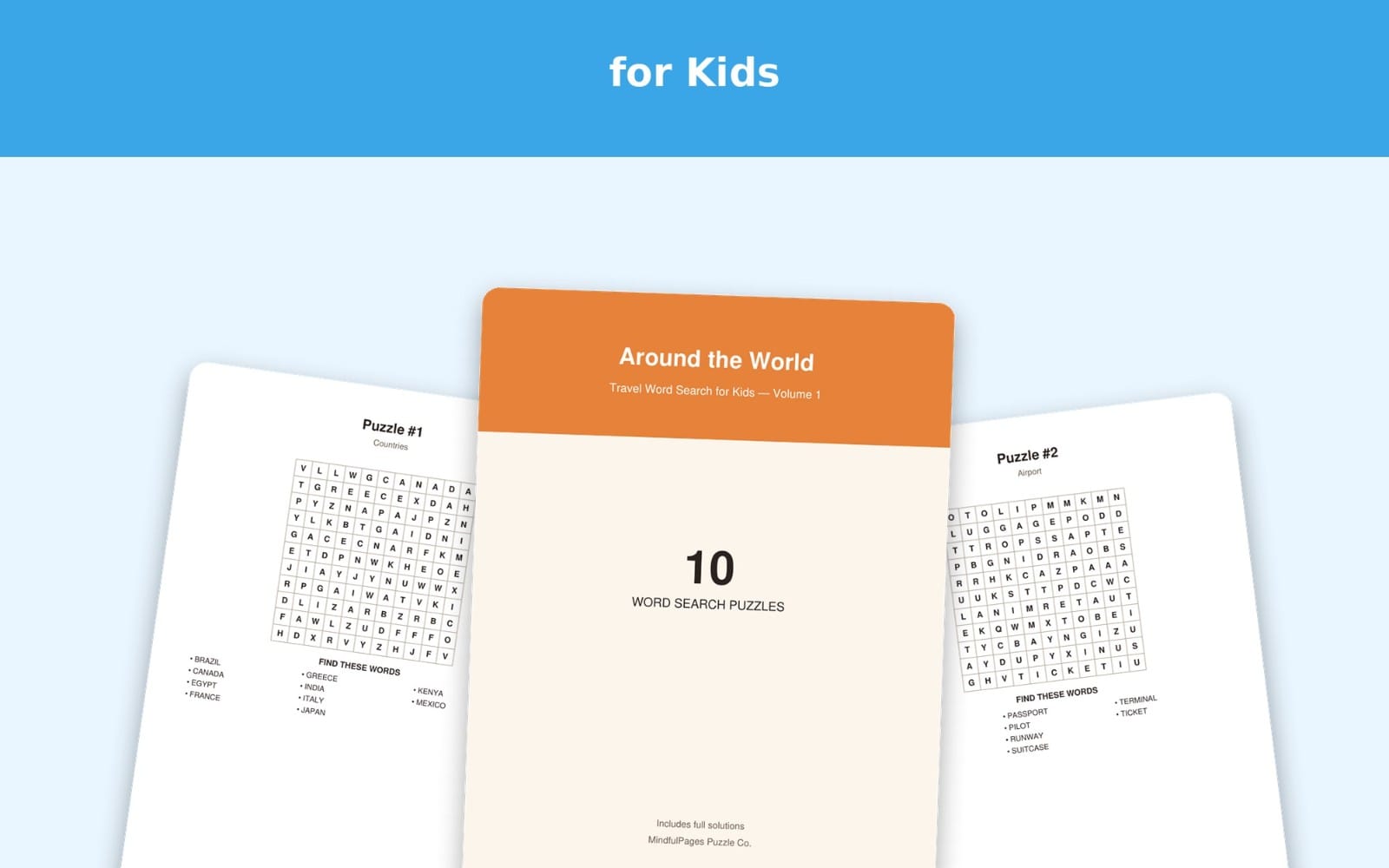 Around the World — Travel Word Search for Kids (10 Puzzles)