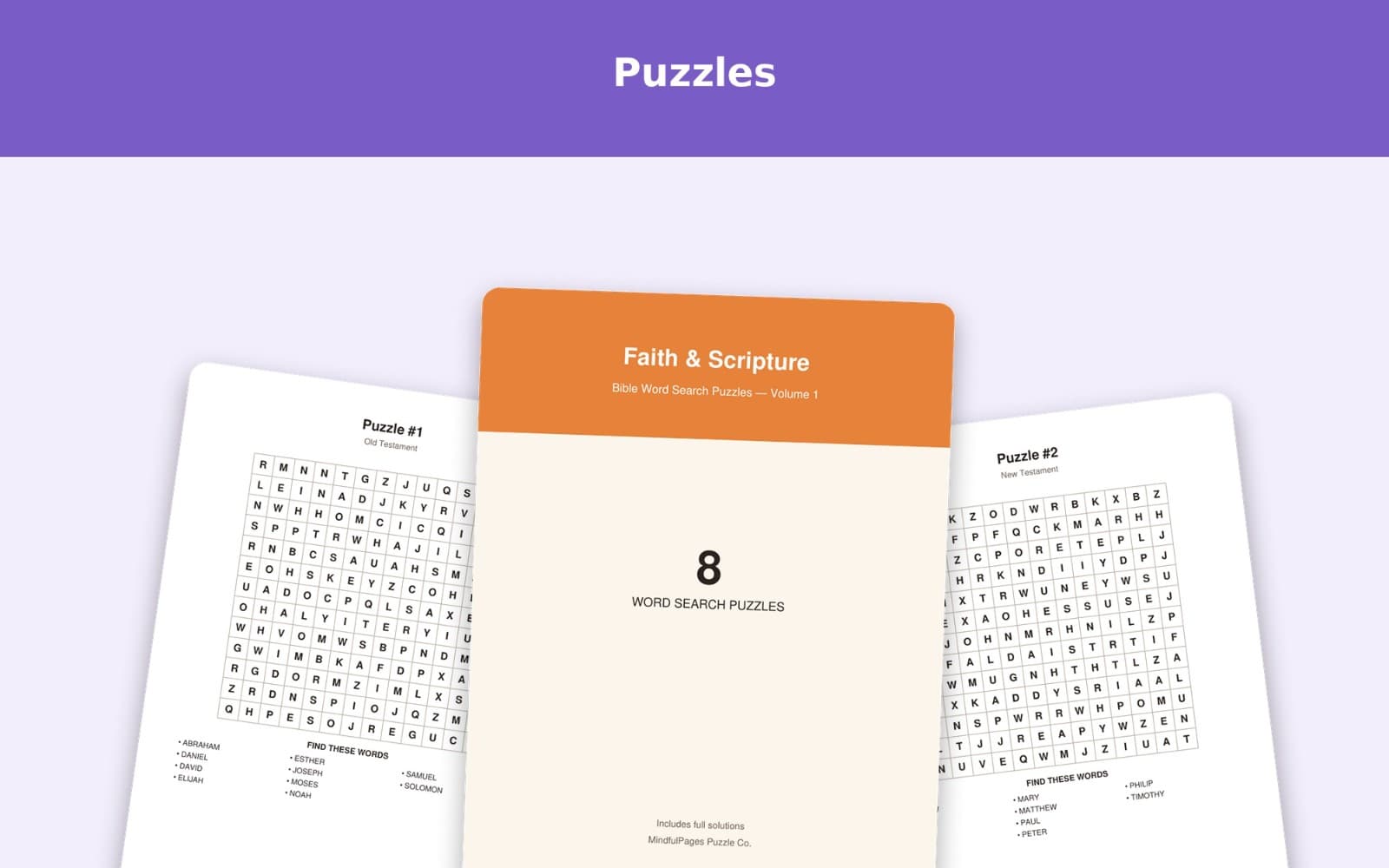 Faith & Scripture — Bible Word Search Puzzles Vol. 1 (8 Puzzles)