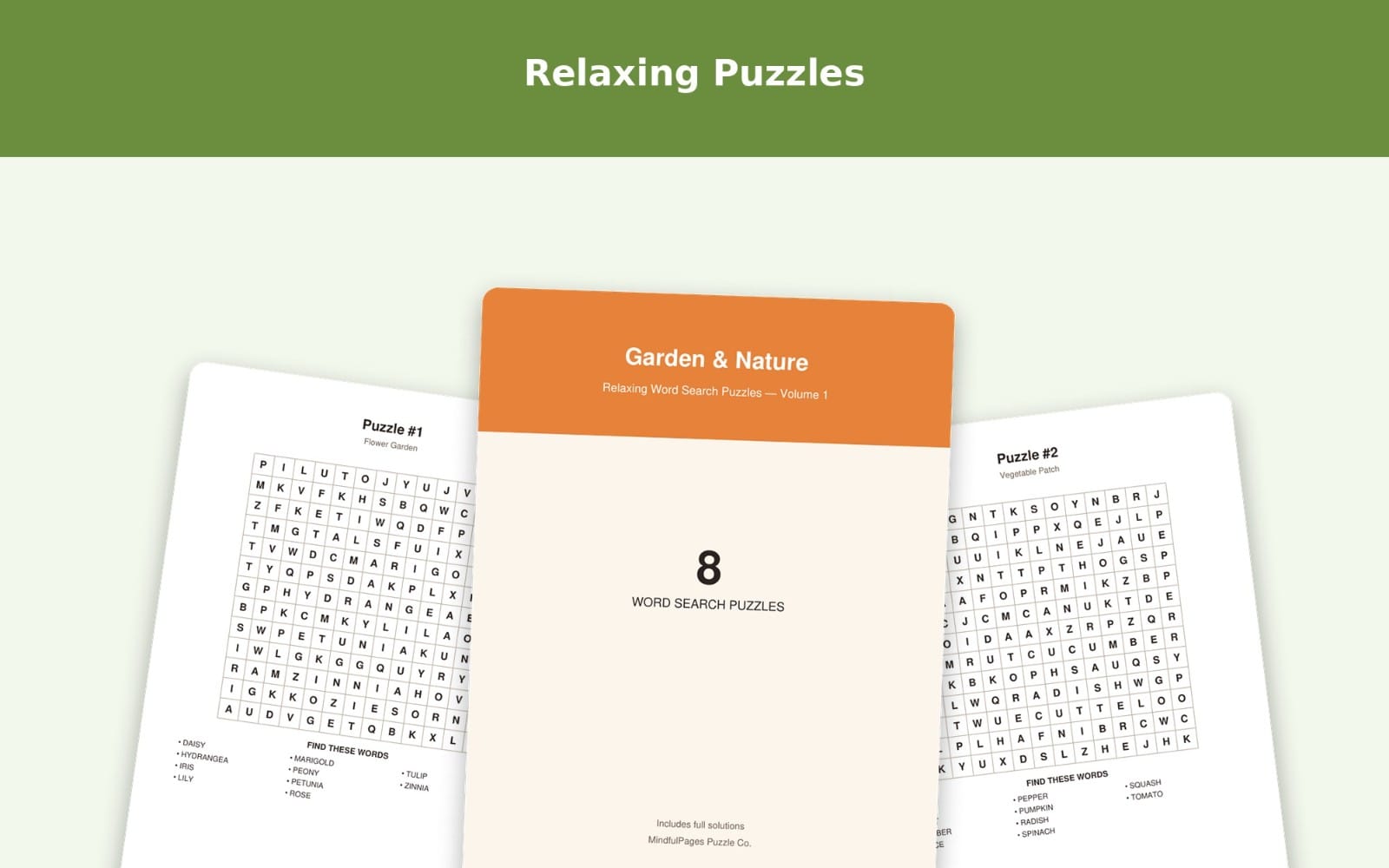 Garden & Nature Word Search Vol. 1 (8 Relaxing Puzzles)