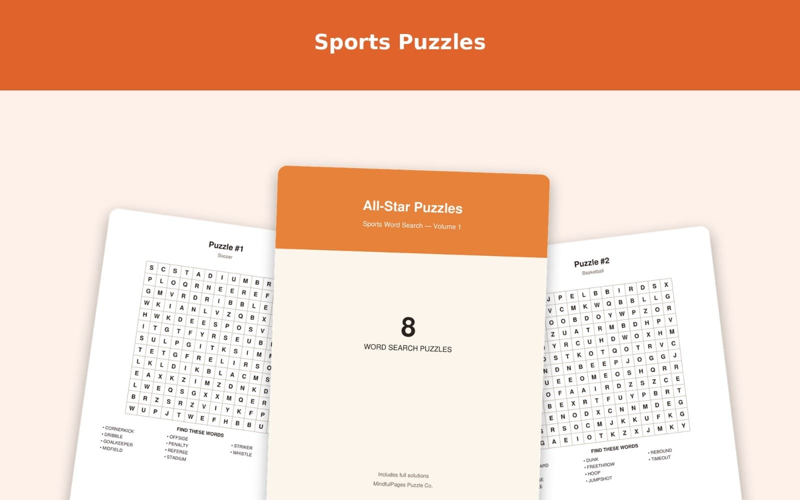 All-Star Sports Word Search Puzzles Vol. 1 (8 Puzzles)