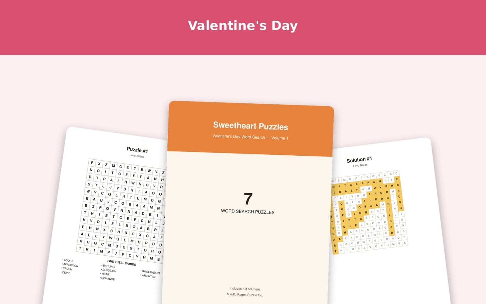 Sweetheart Puzzles — Valentine's Day Word Search Vol. 1 (7 Puzzles)