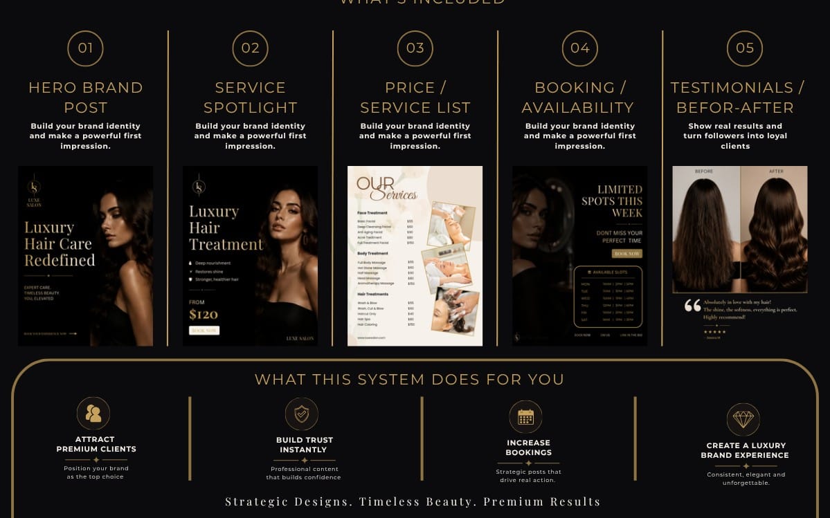 Luxury Beauty Salon Instagram Canva Template Bundle