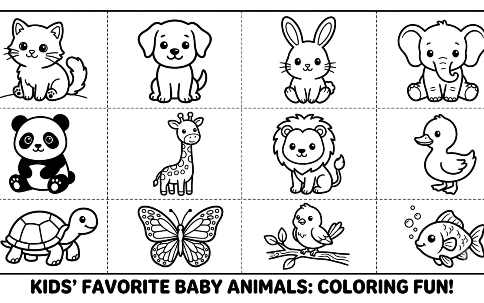 Cute Baby Animals Coloring Pages - 12 Printable Sheets for Kids