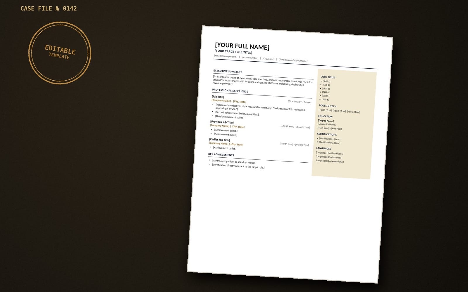 ATS Resume Template — Professional CV & Cover Letter Bundle | Editable Word & Google Docs Template