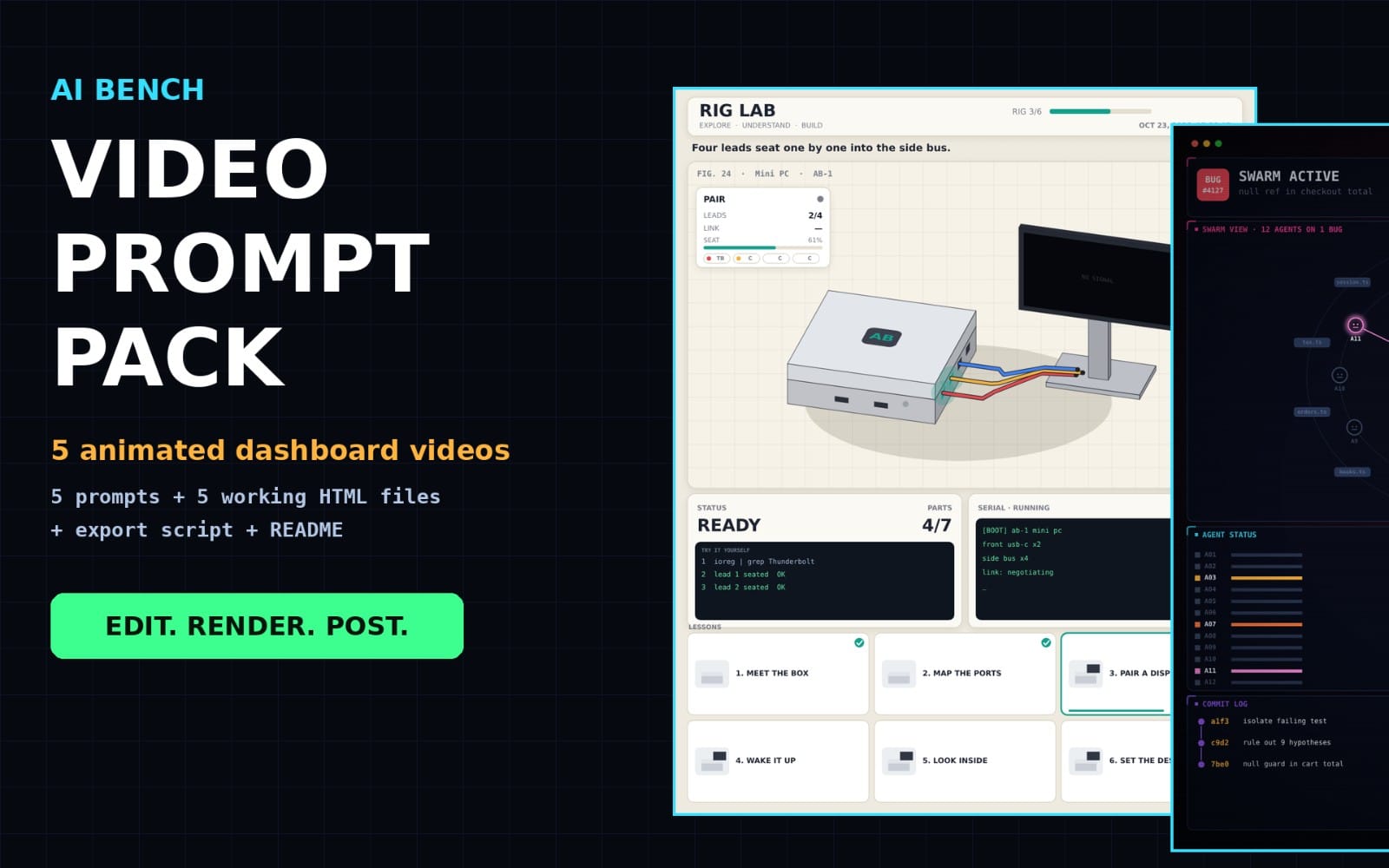 AI Bench Video Prompt Pack: 5 Animated Dashboard Videos