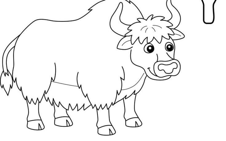 Black-and-white cow animal coloring page from a kids alphabet A-Z printable coloring book PDF and PNG set